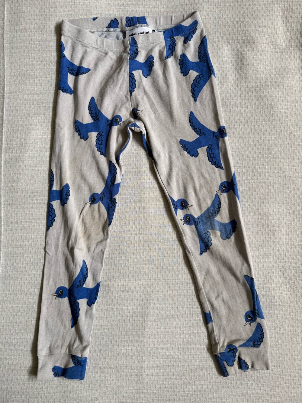 Mini Rodini Kids Blue Bird Print Leggings - PLAY condition